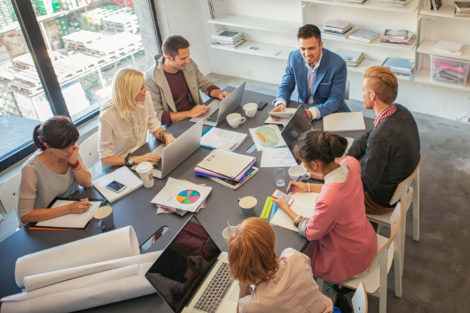 Multiethnic business team in a business meeting.