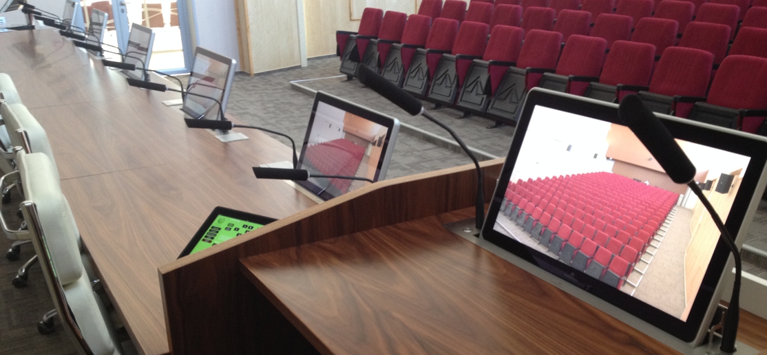 motorised monitors for auditoriums