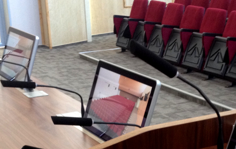 retractable monitors for auditoriums