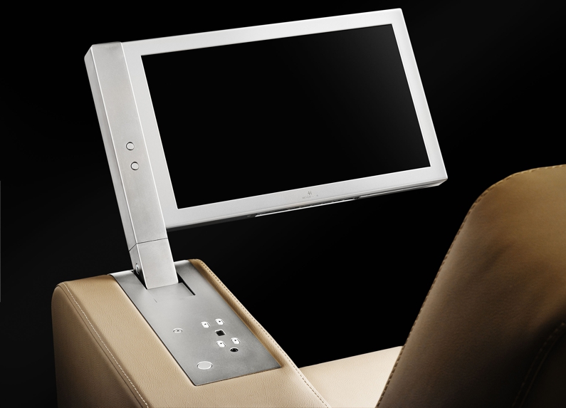 motorised retractable monitor for chair armrests