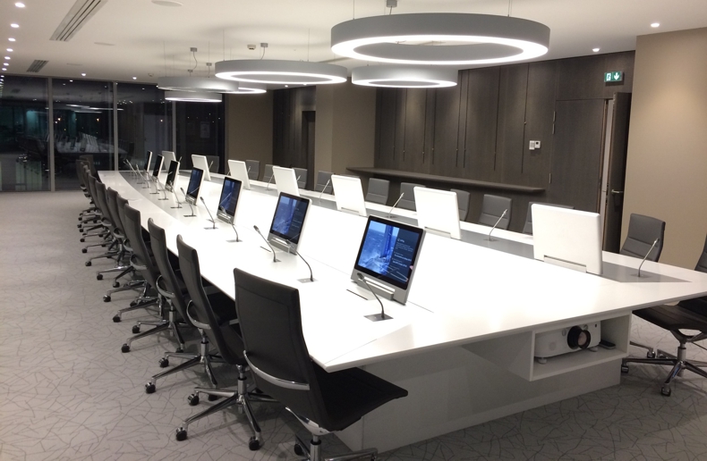 retractable monitors for meeting rooms