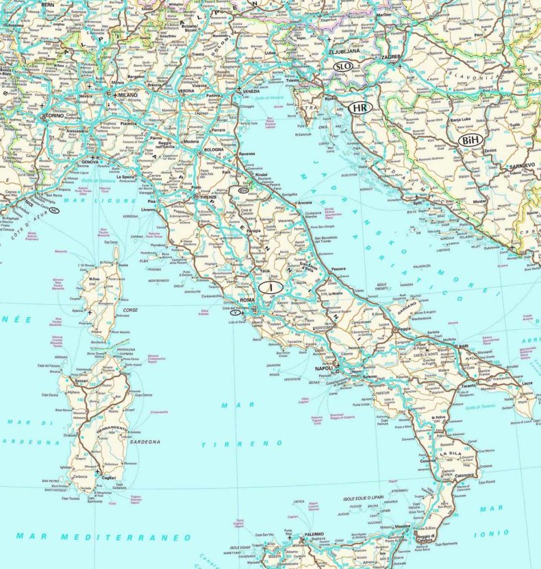 Italy Road Map Road Map Of Italy Detailed Southern Europe Europe