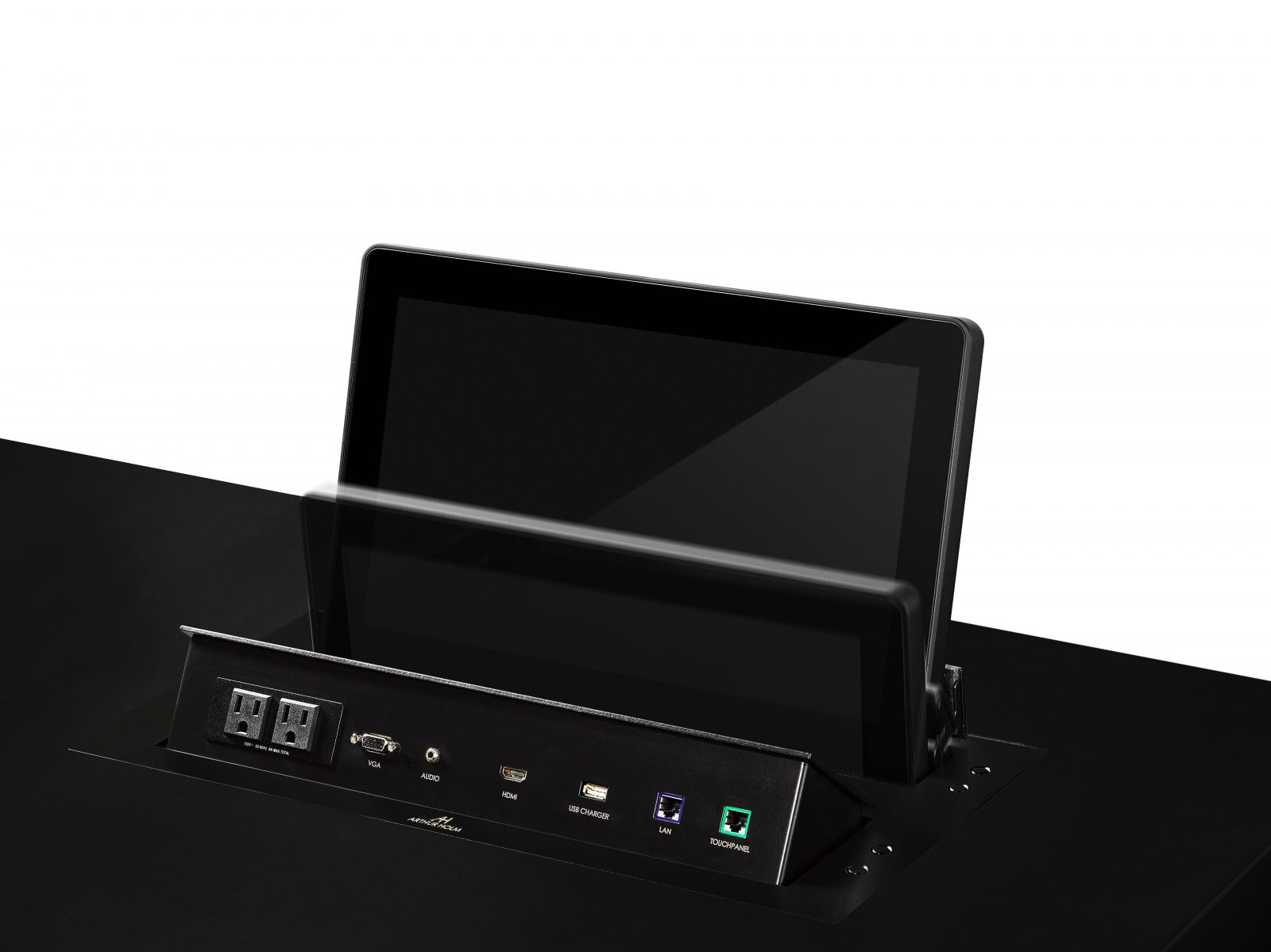 retractable monitor with motorised connections bar