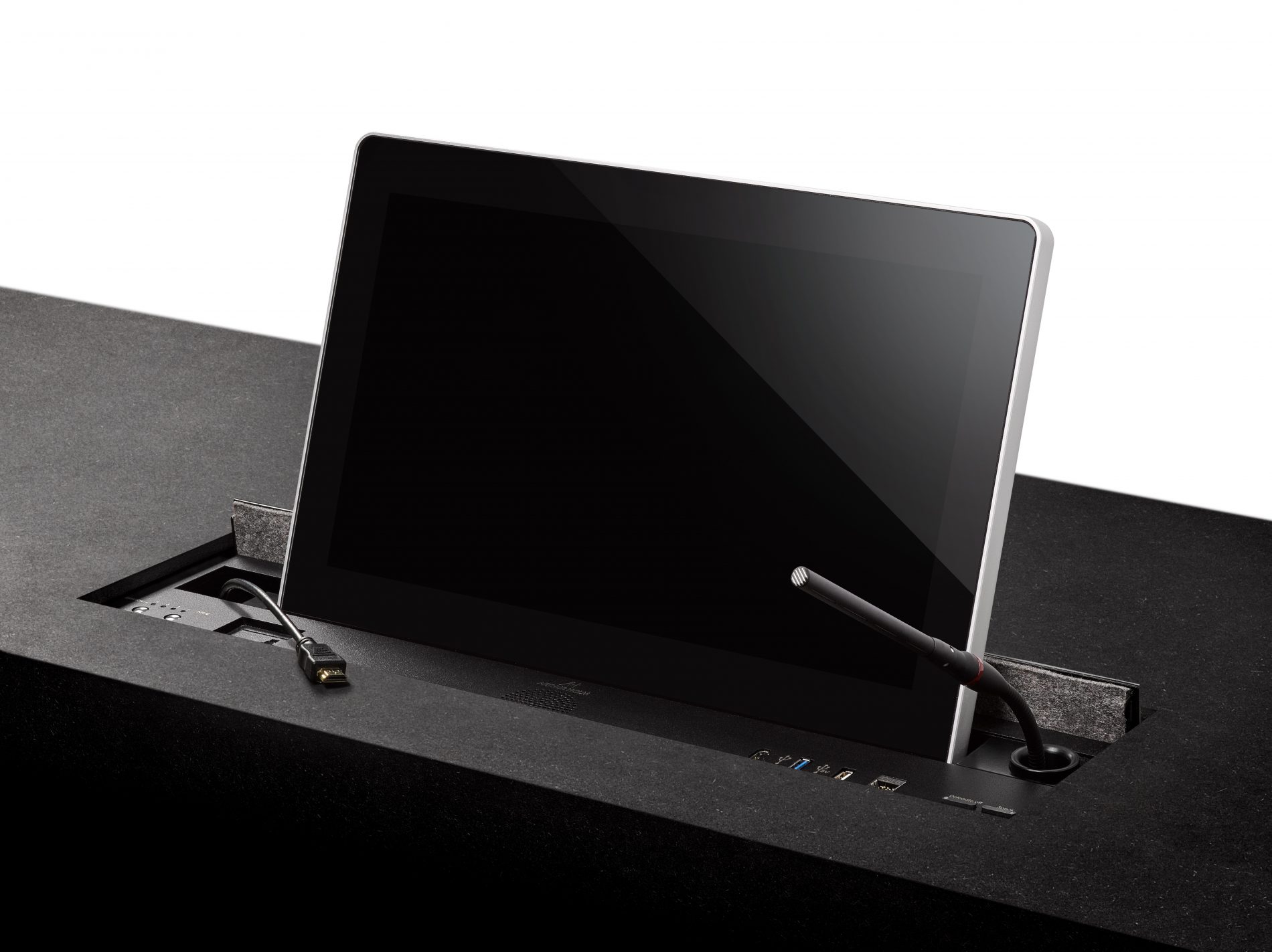 monitor retráctil para salas de reuniones