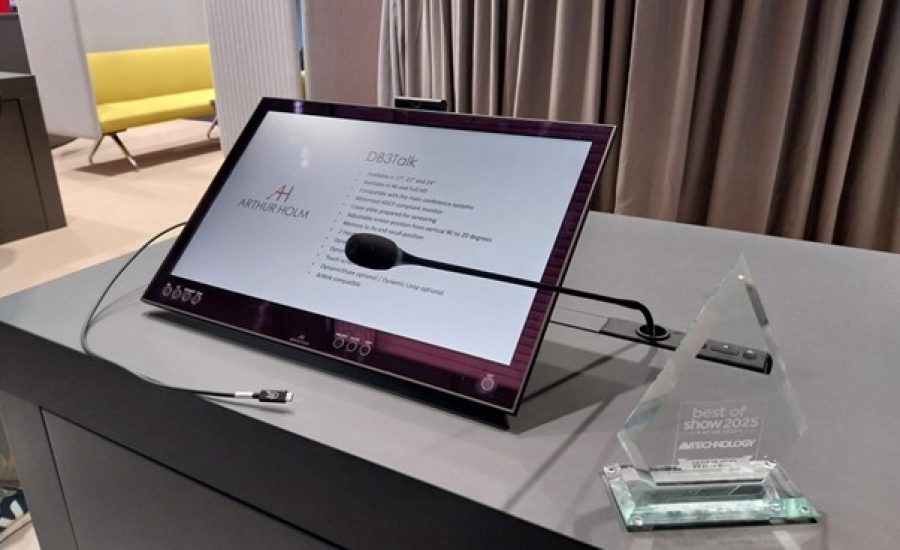 Arthur Holm’s DB3Talk honored at ISE 2025: sleek design, advanced features & AV brilliance redefining professional meeting environments.
