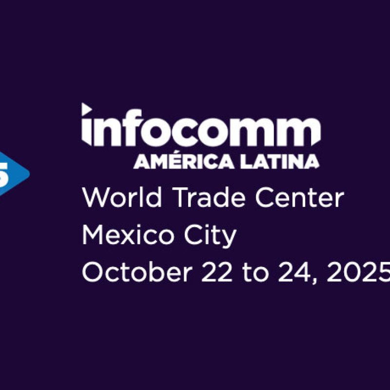 Arthur Holm booth showcasing AV innovations like DynamicTalk and DB3 at InfoComm América Latina 2025.